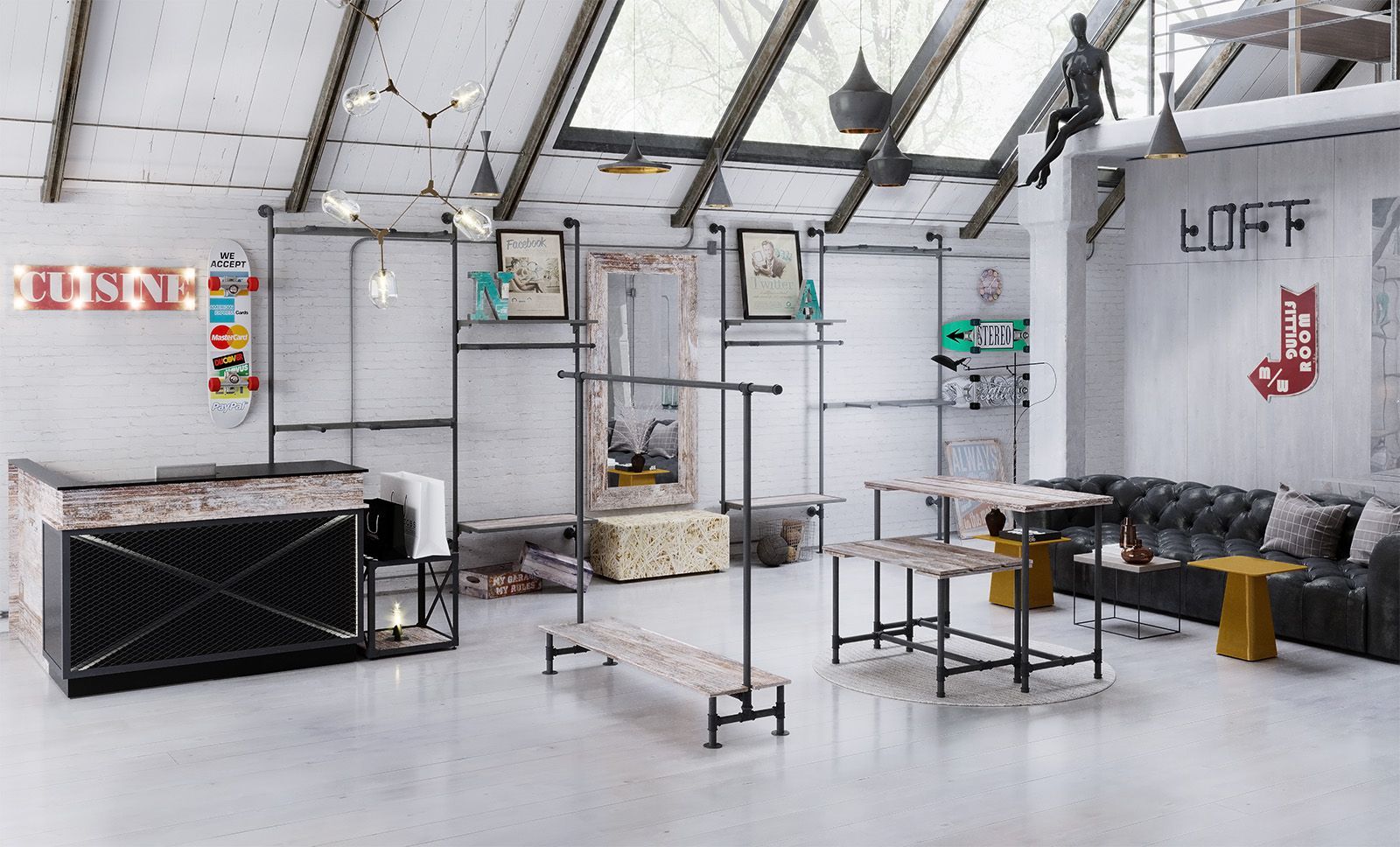 Система Fit (Торговое оборудование в стиле лофт собственного производства)