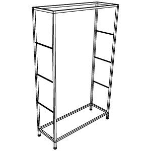 Каркас стеллажа хром 1000x350x1620 (труба 20х20) PRMST.307.20.CH