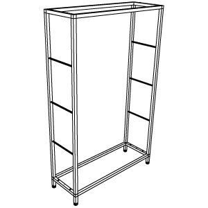 Каркас стеллажа хром 1000x350x1620 (труба 25х25) PRMST.307.25.CH